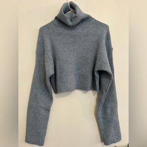 SHEIN light blue Ribbed turtleneck waist cropped Sweater